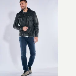 engbers Lederjacke mit abnehmbarer Kapuze
