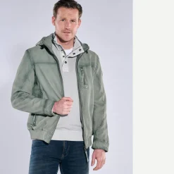 engbers Lederjacke mit abnehmbarer Kapuze